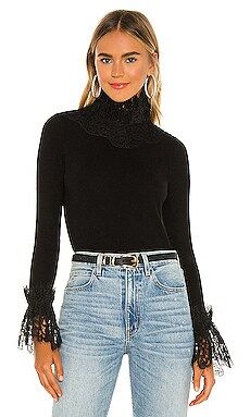 RAISSA Lace Ruffle Sweater in Black from Revolve.com | Revolve Clothing (Global)