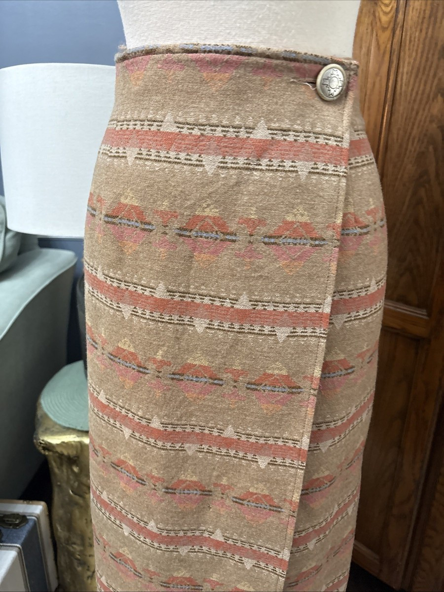 VTG  Pendelton  Knockabout Maxi Blanket Wrap Skirt 14 Aztec Wool Western Rodeo | eBay US