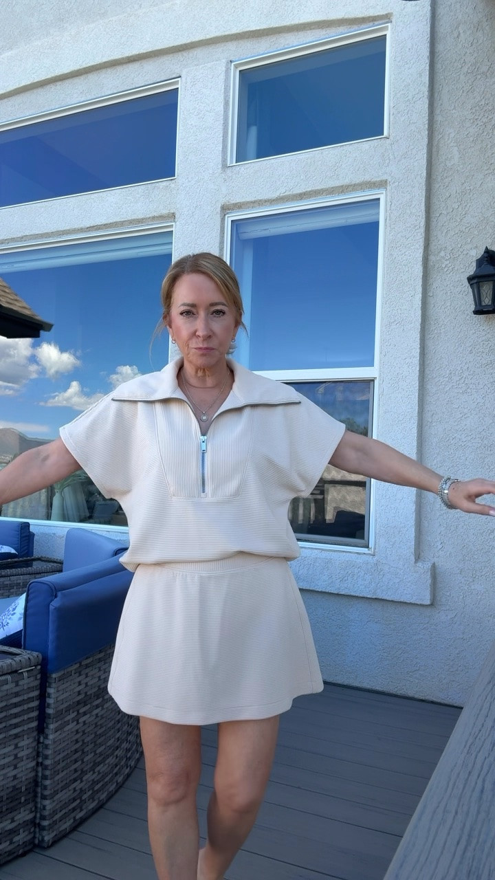 Now is the time, it’s on sale… For size reference I’m wearing an extra small on the top and it is quite roomy. I’m wearing an extra small in the skort , but probably should have gotten a small. ￼