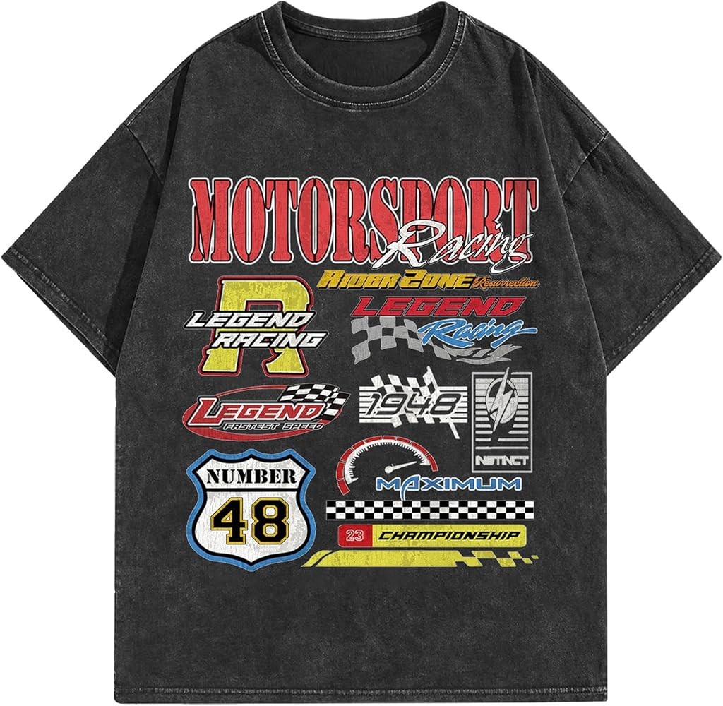 Graphic Tees Acid Washed Y2K Vintage Oversized Streetwear Cotton Short Sleeve T-Shirt Tops for Me... | Amazon (US)