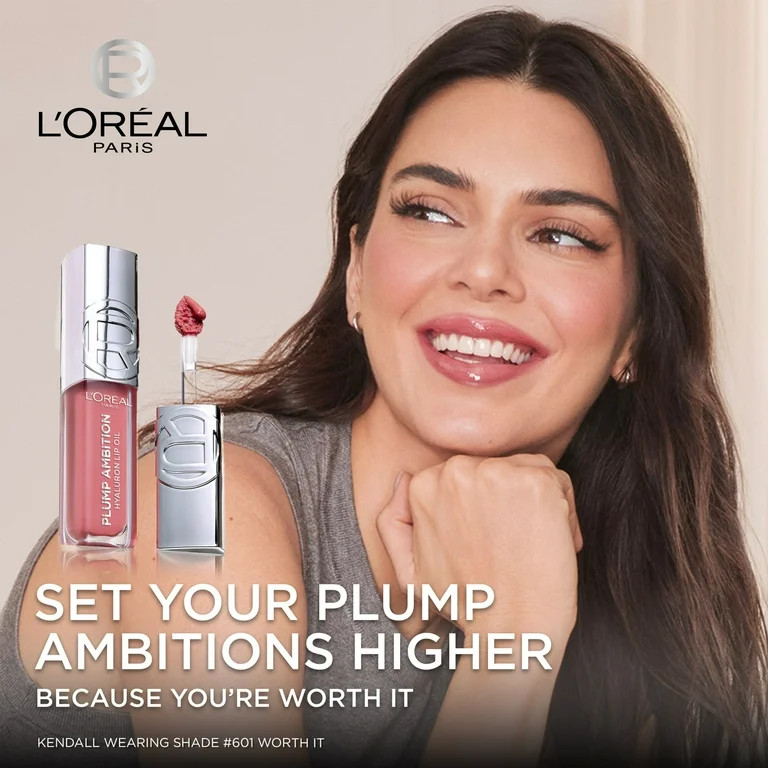 L'Oréal Paris Plump Ambition Hyaluron Lip Oil 24HR Care Lip Gloss with Hyaluronic Acid, Cristal ... | Walmart (US)