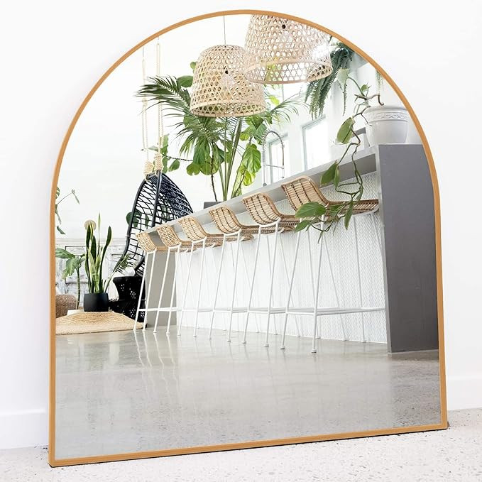 Gold Arched Mirror, 33" x 31" Inches - Gold Arch Wall Mirror - Perfect for Brass Mirror for Bathr... | Amazon (US)