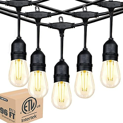 Lightdot 96 FT (2x48FT) Outdoor Dimmable Linkable Heavy Duty Led Light String with 30+2(Replaceab... | Amazon (US)