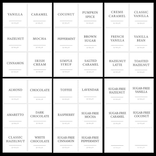 36PCS Coffee Syrup Labels,Minimalist Preprinted Coffee Syrup Stickers for Coffee Station,Waterpro... | Amazon (US)