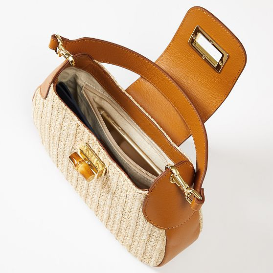 Bamboo Raffia Shoulder Bag | Mark and Graham