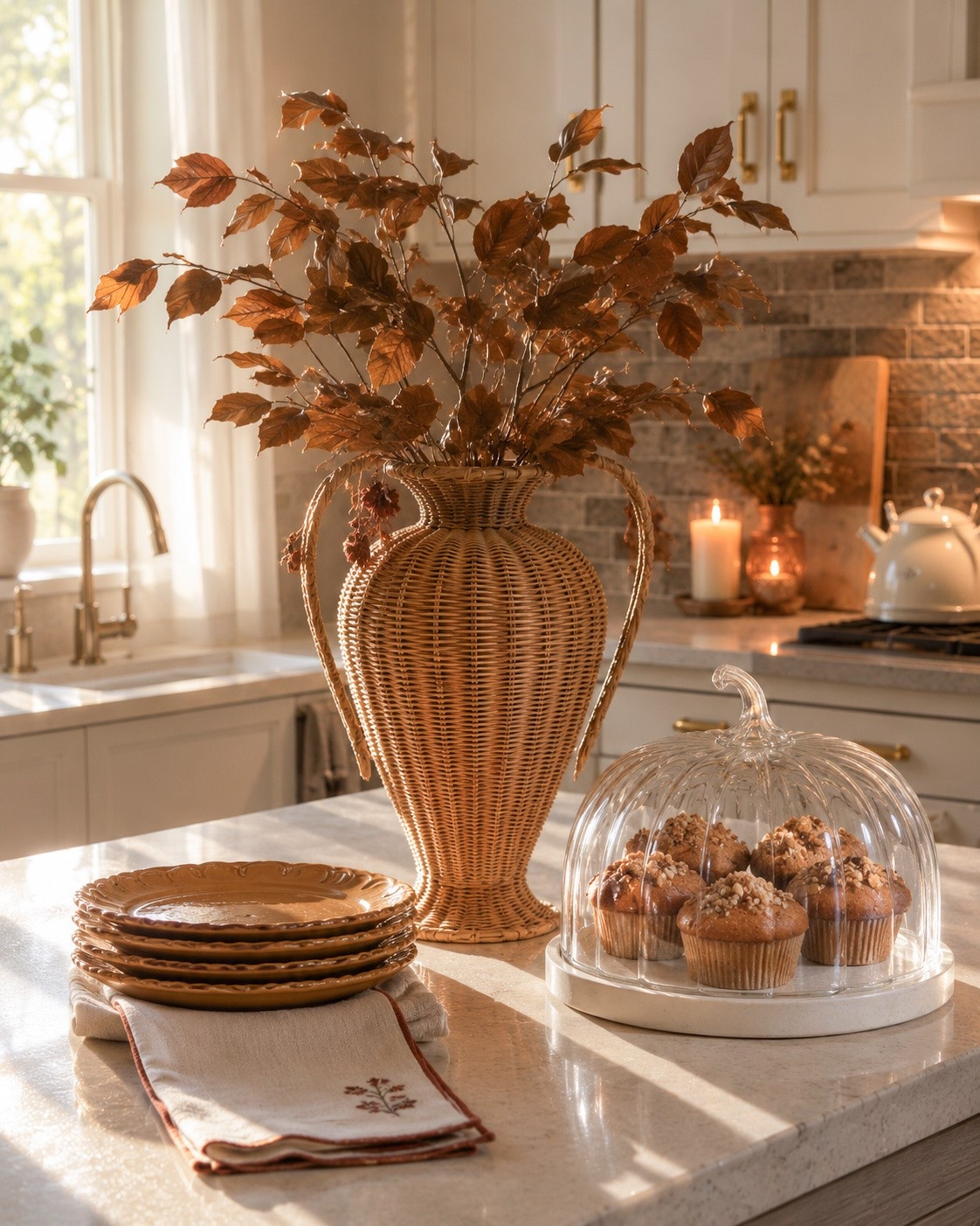 Fall centerpiece, fall kitchen, fall decor