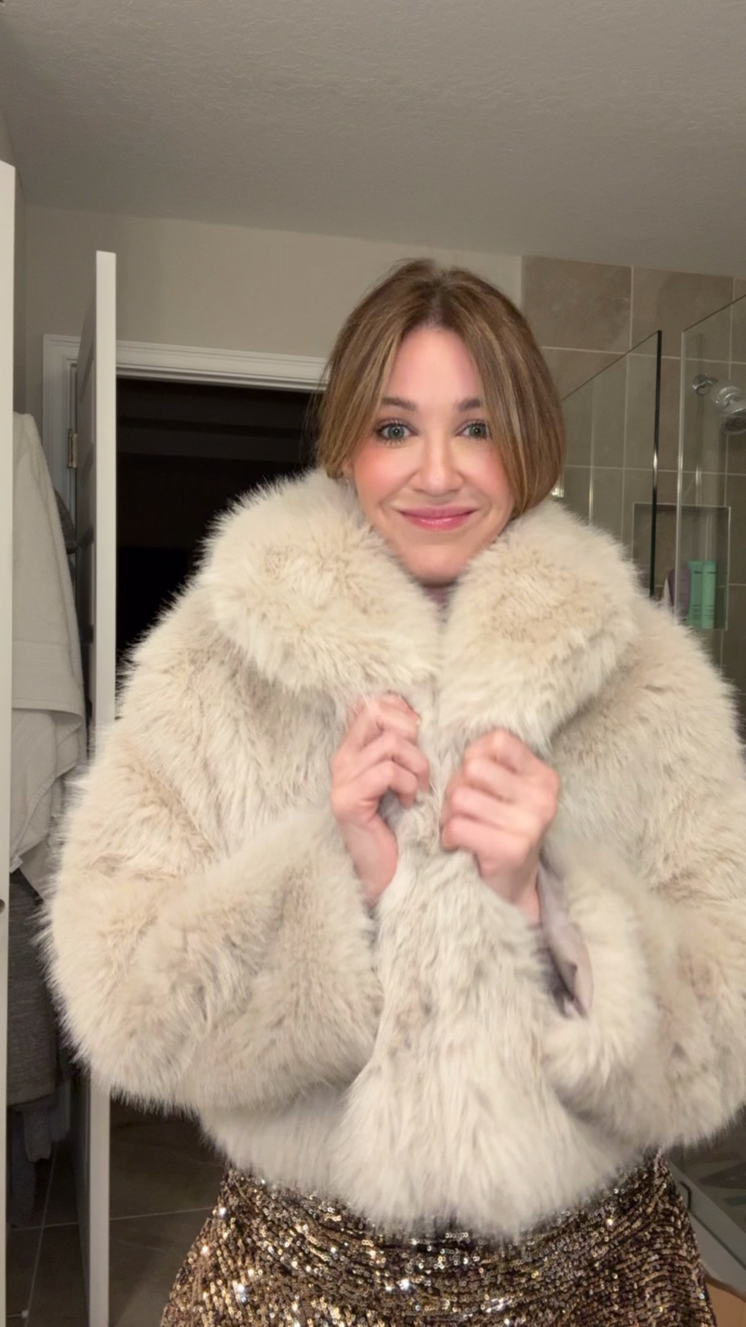 Large in skirt
Medium in coat & tank

#LTKHoliday #LTKootd