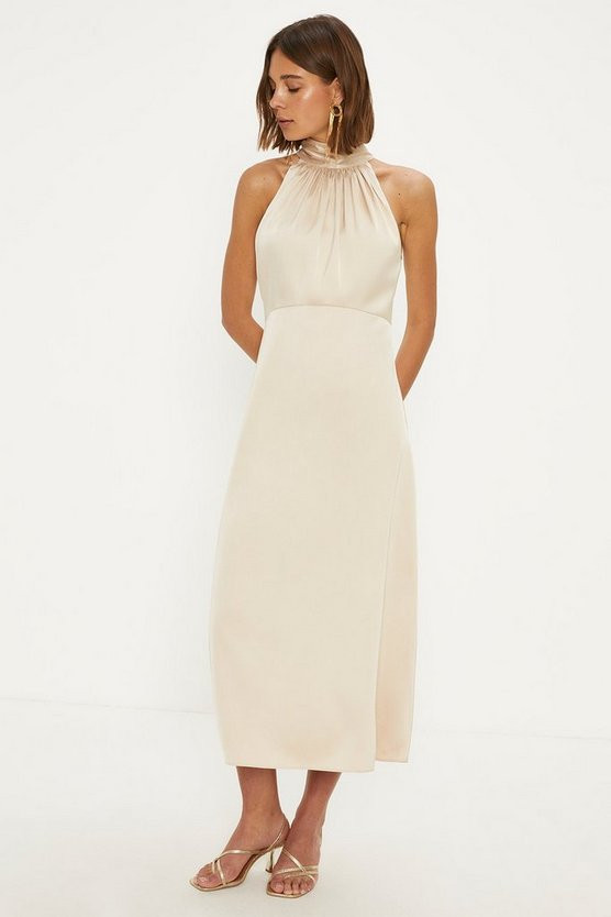 Satin Halter Neck Midi Dress | Oasis UK & IE