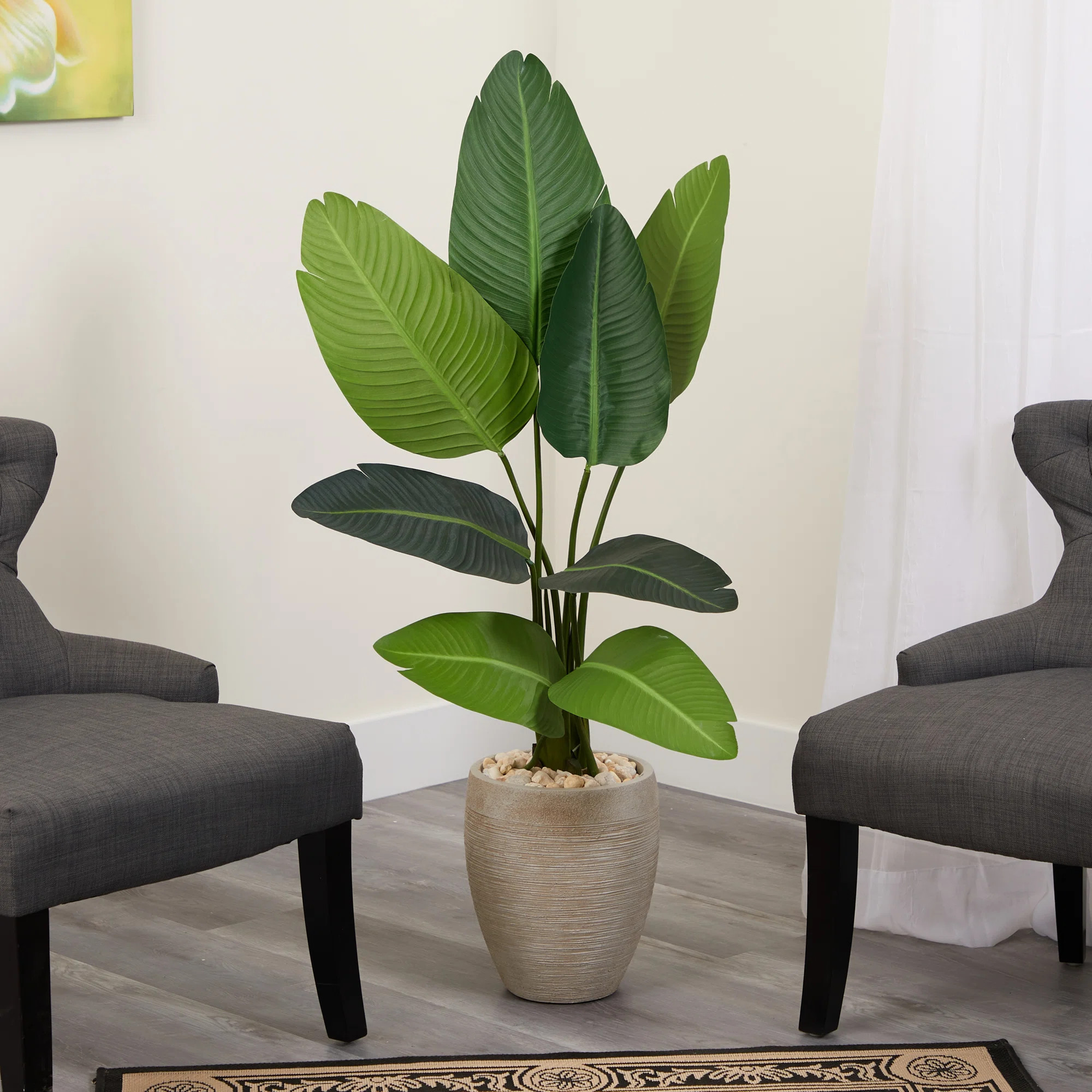 50'' Faux Banana Leaf Tree in Fiber Clay Planter | Wayfair North America