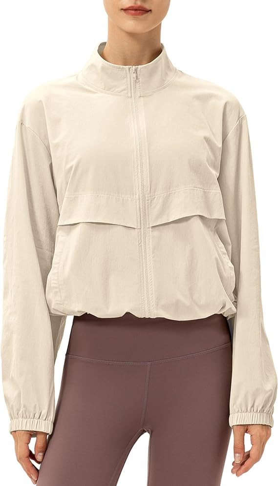 Locachy Women's Lightweight Zip Up Athletic Jacket Stand Collar Windproof Sun Protection Workout ... | Amazon (US)