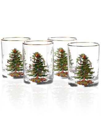 Spode Glassware, Set of 4 Christmas Tree Double Old Fashioned Glasses - Macy's | Macy's