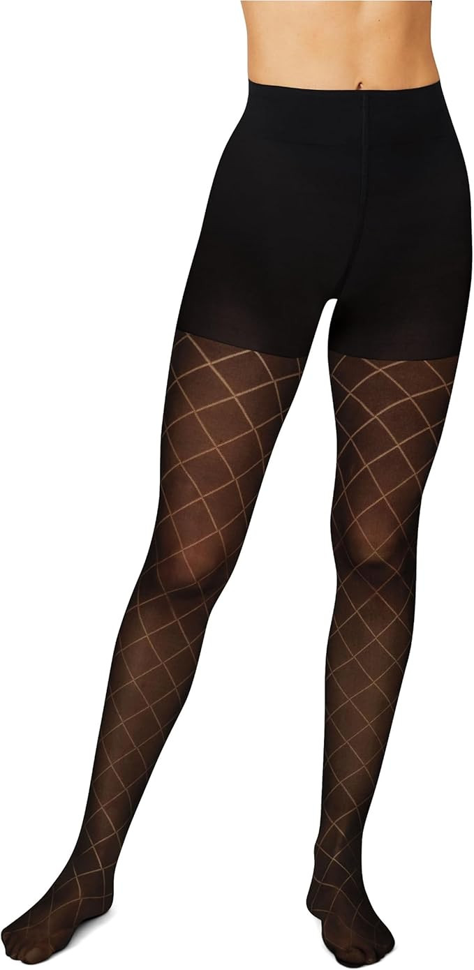 Hanes Women's EcoSmart Diamond Outline Control Top Tights | Amazon (US)