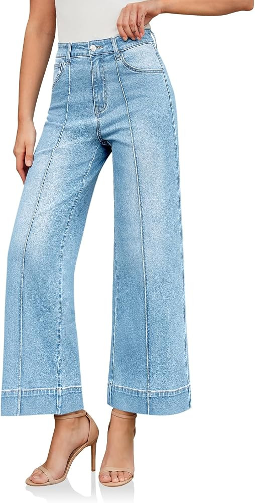 Cicy Bell Baggy Wide Leg Jeans for Women High Waisted Cropped Denim Pants | Amazon (US)
