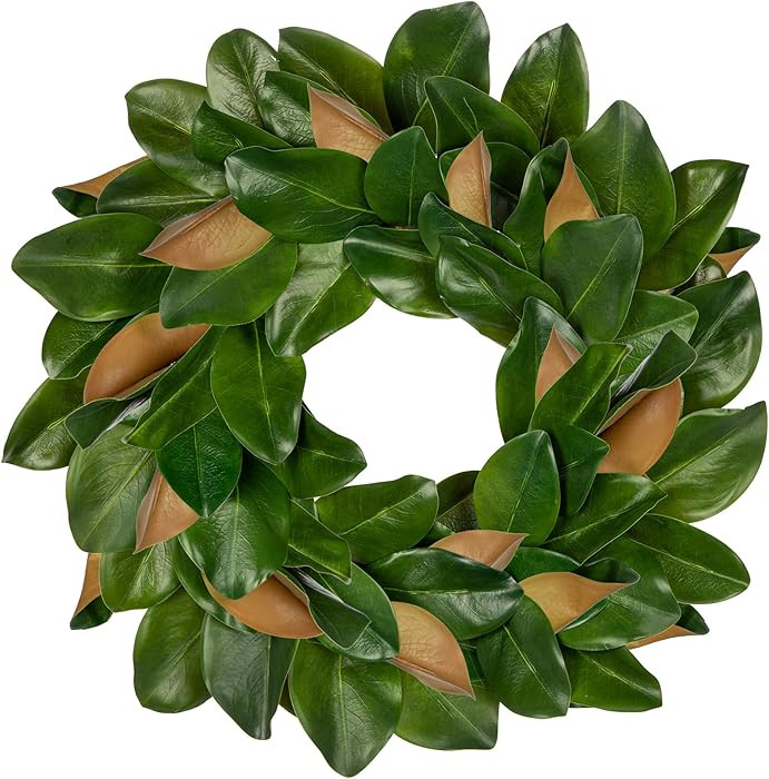 Briful 23'' Artificial Magnolia Wreath for Front Door Silk Greenery Wreath Faux Magnolia Leaf Wre... | Amazon (US)