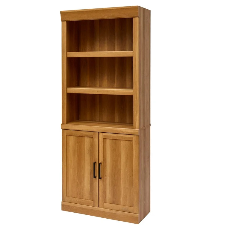 Better Homes & Gardens Glendale 5-Shelf Bookcase With Doors, Light Honey Finish | Walmart (US)