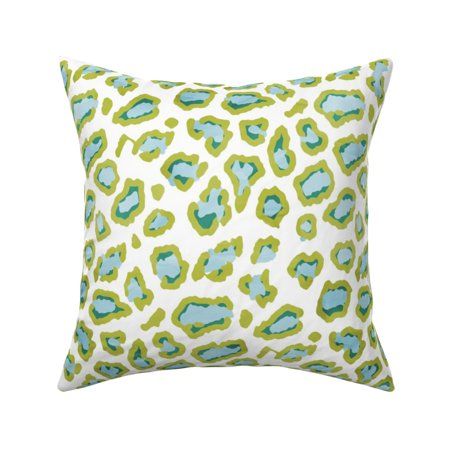 Leopard Blue Green Watercolor Throw Pillow Cover w Optional Insert by Roostery | Walmart (US)