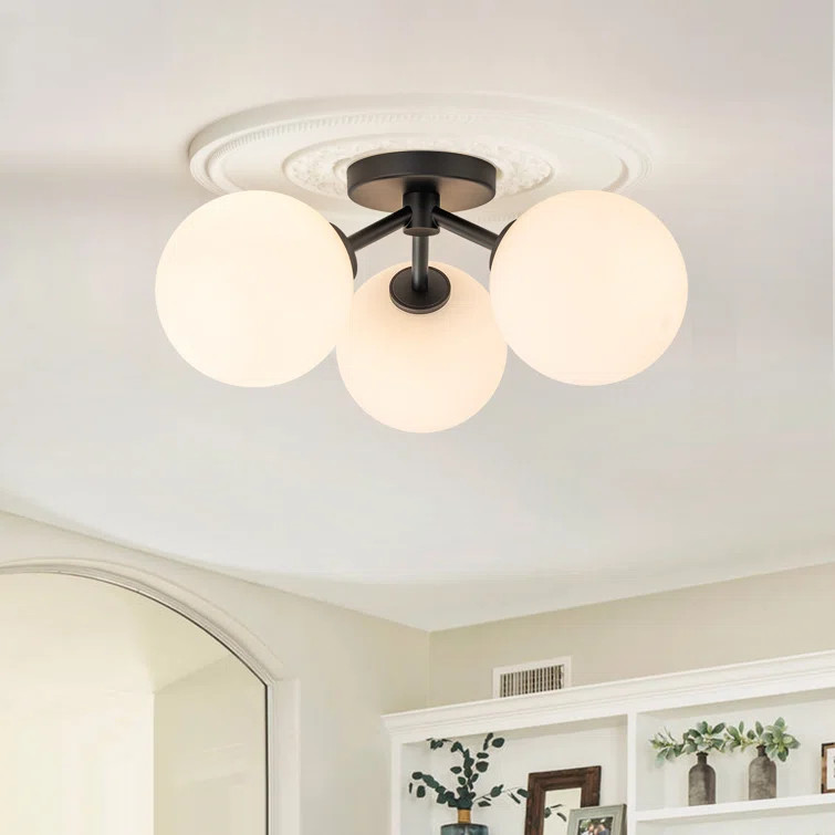 Pritee Glass Semi Flush Mount | Wayfair North America