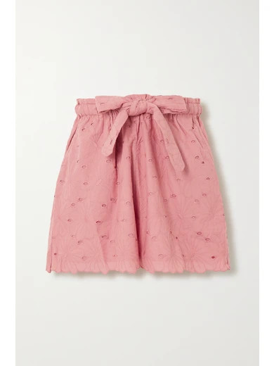 Wilma Butfiet belted broderie anglaise cotton shorts | NET-A-PORTER (US)
