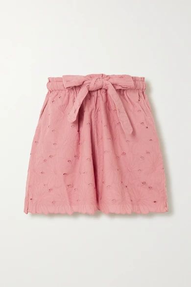Wilma Butfiet belted broderie anglaise cotton shorts | NET-A-PORTER (US)