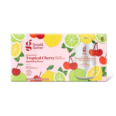 Tropical Cherry Sparkling Water - 8pk/12 fl oz Cans - Good & Gather™ | Target