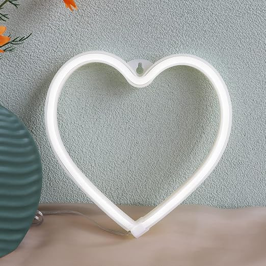 Heart Neon Sign Cool White Light,Battery Operated or USB Powered LED Neon Light for Party, Cute V... | Amazon (US)