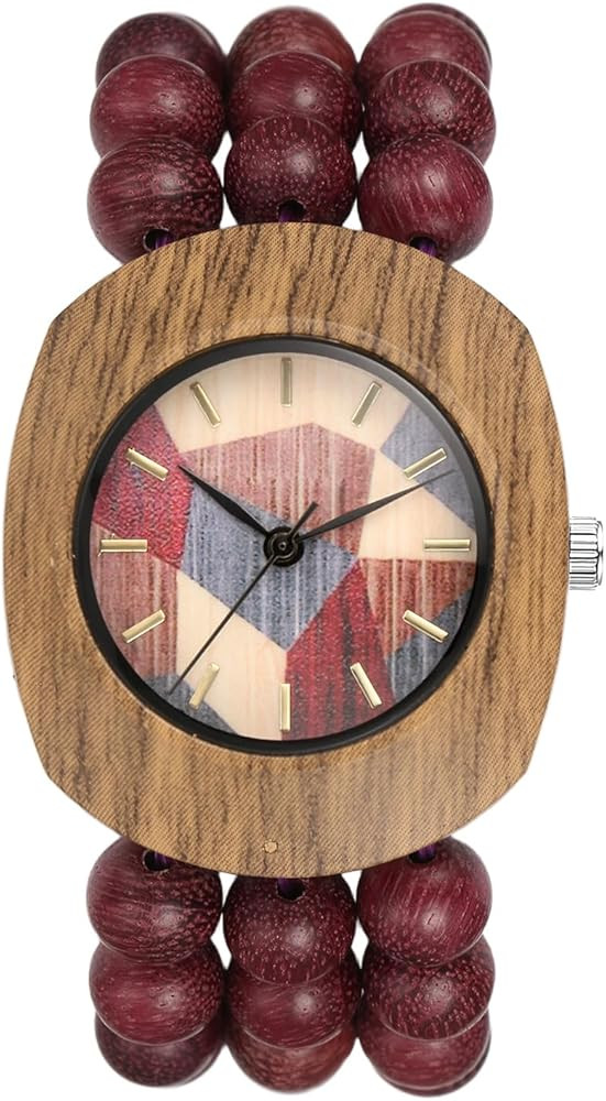 JewelryWe Bohemian Wooden Elastic Watch: Handcrafted Tonneau Beaded Wood Bracelet Watches Colorfu... | Amazon (US)