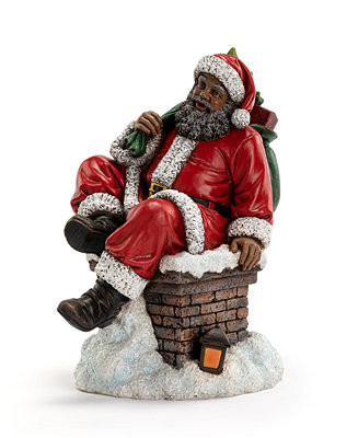 Napco 12" African American Santa on Chimney - Macy's | Macy's