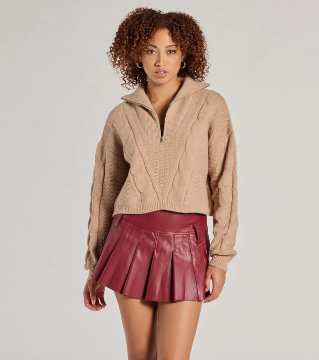 Preppy Allure Pleated Faux Leather Mini Skirt | Windsor Stores