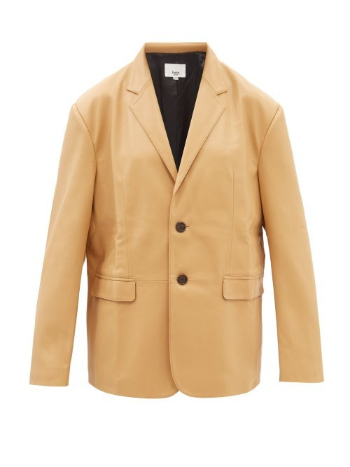 The Frankie Shop - Olympia Faux-leather Blazer - Womens - Beige | Matches (US)