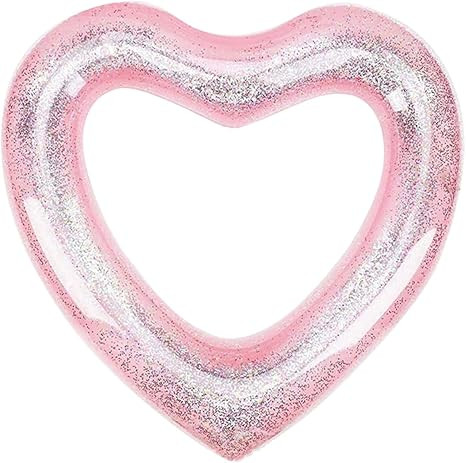 47.3 x 39.4 Inch Inflatable Heart Pool Floats, Heart Shaped Summer Swimming Pool Float Loungers T... | Amazon (US)