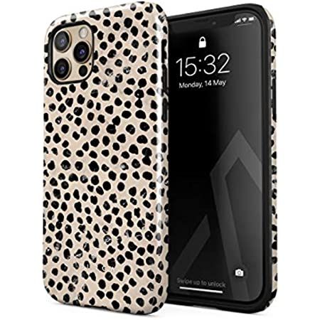 BURGA Phone Case Compatible with iPhone 13 PRO MAX - Black Polks Dots Pattern Nude Almond Latte Fash | Amazon (US)