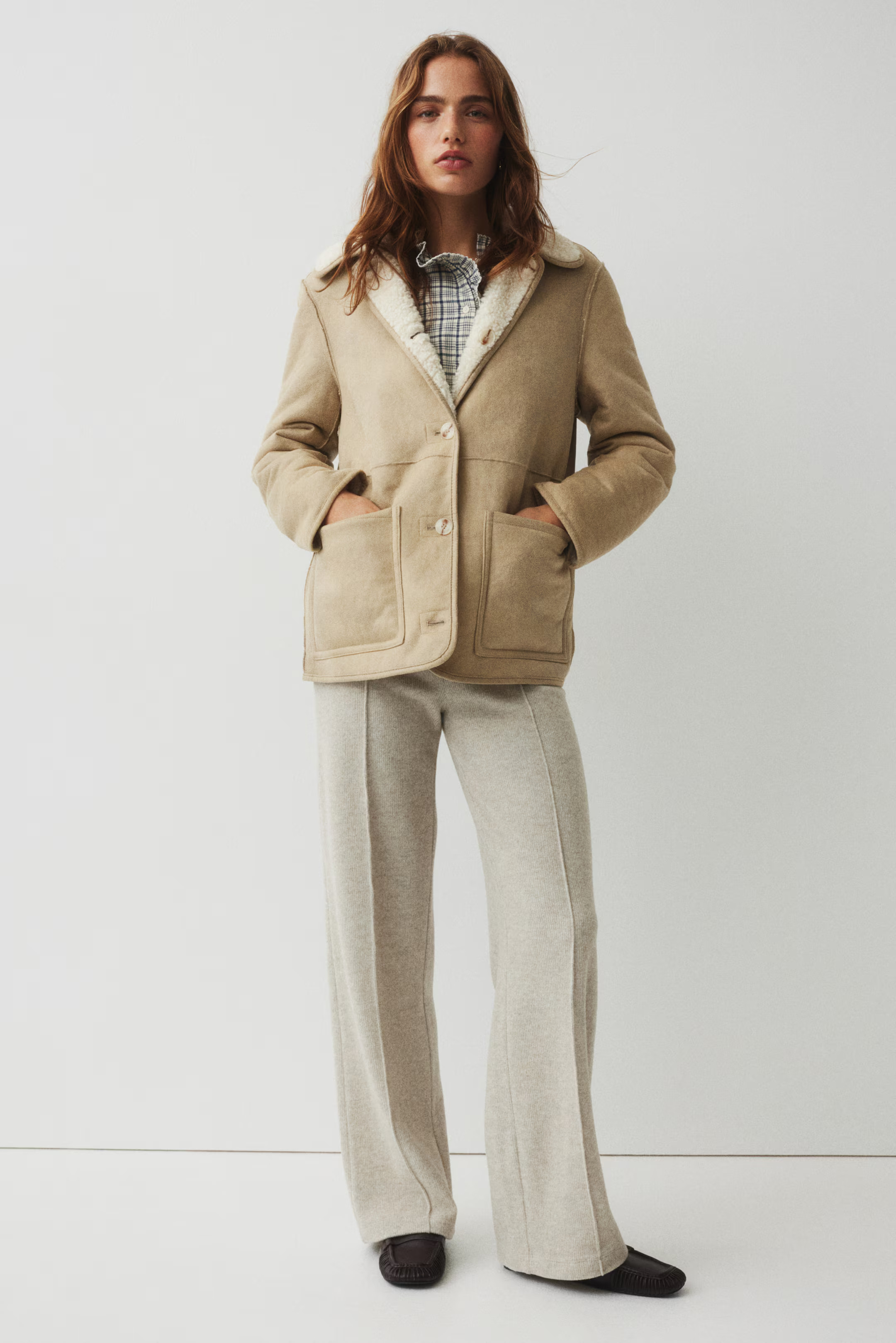 Rib-knit crease-leg trousers | H&M (UK, MY, IN, SG, PH, TW, HK)