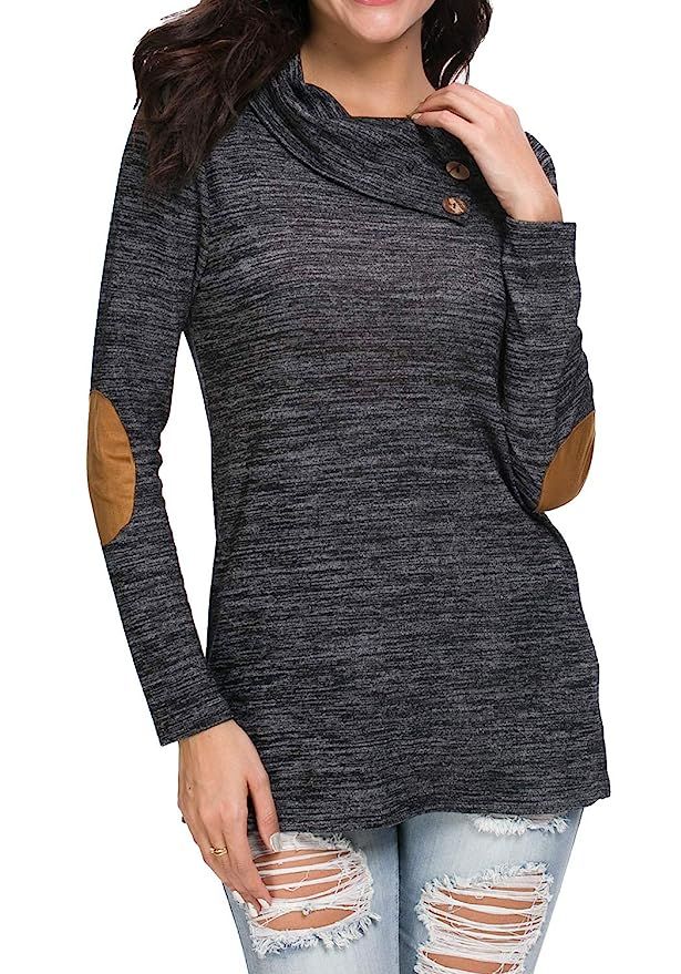 levaca Women's Long Sleeve Loose Casual Tunic Blouse Tops | Amazon (US)