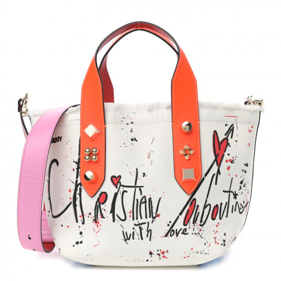 CHRISTIAN LOUBOUTIN Canvas Frangibus Tote White Multicolor | FASHIONPHILE (US)