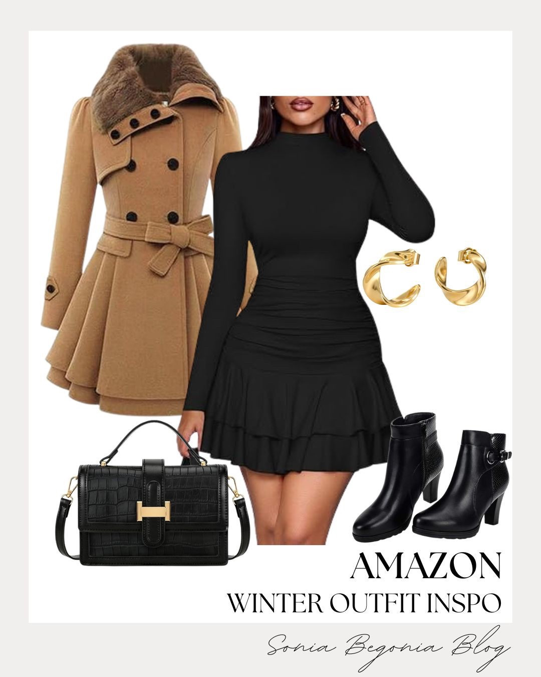 ❄️ WINTER OUTFIT Inspo: Chic Layers & Timeless Neutrals! ✨

Elevate your cold-weather wardrobe with this perfectly balanced and sophisticated look! 🖤

We are obsessed with the statement piece: the classic tan double-breasted coat featuring a luxe faux fur collar and a flattering belted waist. Balance the structured outerwear with a sleek, black long-sleeve ruched mini dress for a modern silhouette. Finish the look with polished accessories: a black croc-embossed structured handbag, chic gold twisted hoop earrings, and edgy heeled ankle boots with buckle detailing for a touch of winter glam!

#WinterOOTD
#AmazonFashion
#WinterOutfit
#Peacoat
#LittleBlackDress
#LBD
#CrocBag
#GoldEarrings
#AnkleBoots
#SophisticatedStyle
#EverydayChic
#LTKStyle
#HolidayParty
#WinterInspo
#StylingInspo


#LTKootd #LTKSeasonal #LTKFindsUnder50