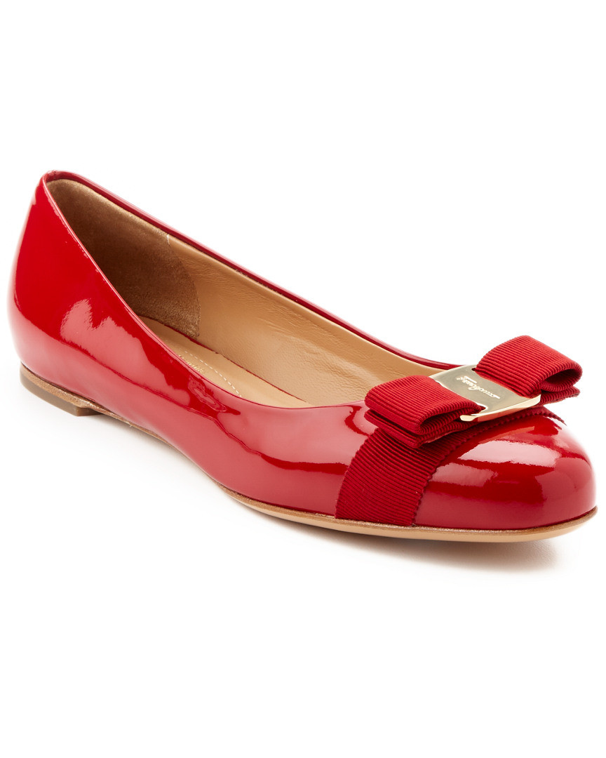 Salvatore Ferragamo Varina Patent Ballet Flat | Gilt