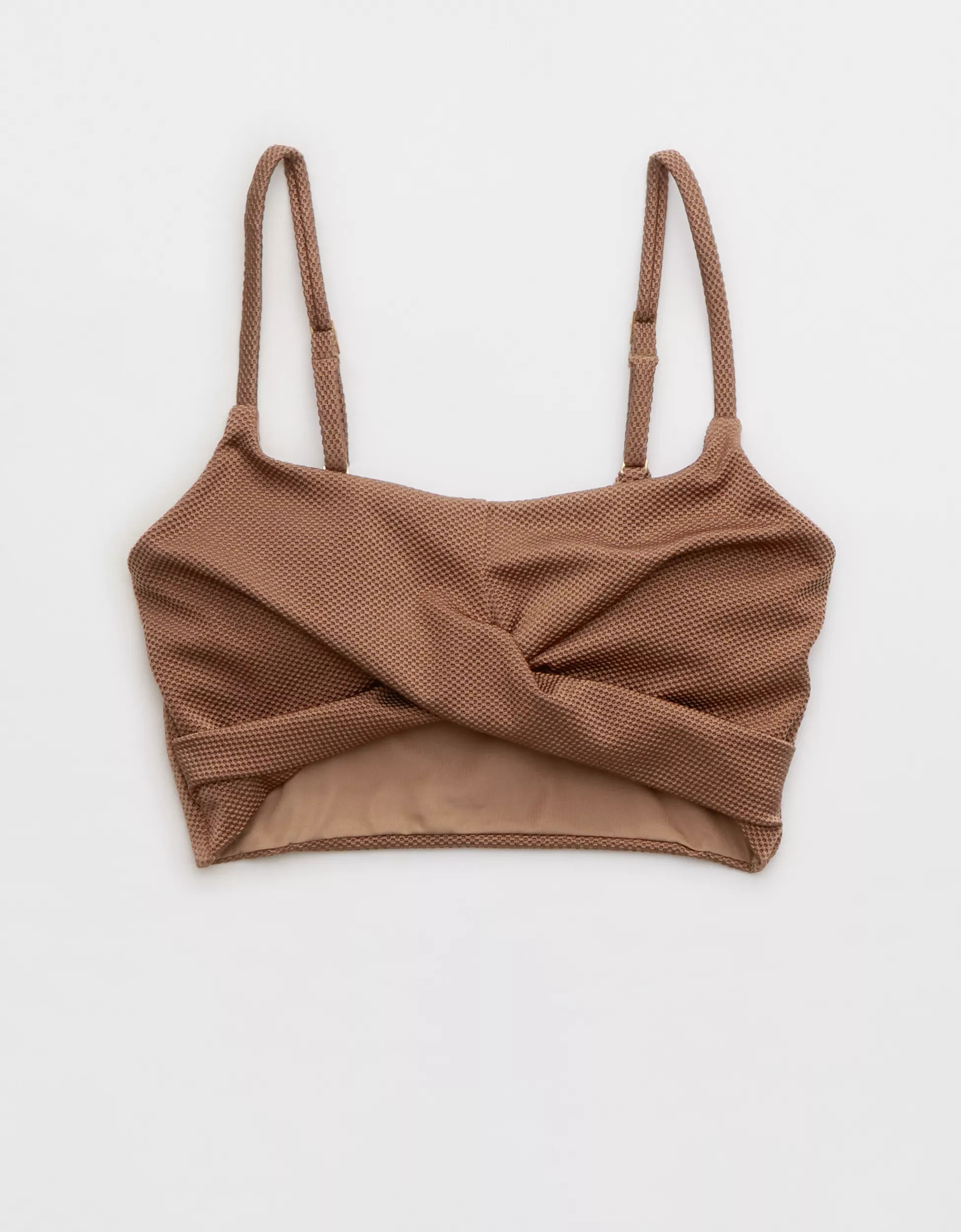 Aerie Shine Pique Scoop Twist Longline Bikini Top | Aerie