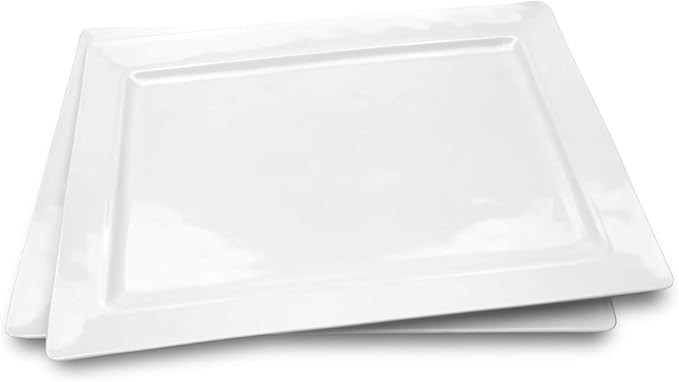 Melamine Serving Tray - 2 Piece 15.875" x 10.875" 100% Melamine Rectangular Platter,White Color |... | Amazon (US)