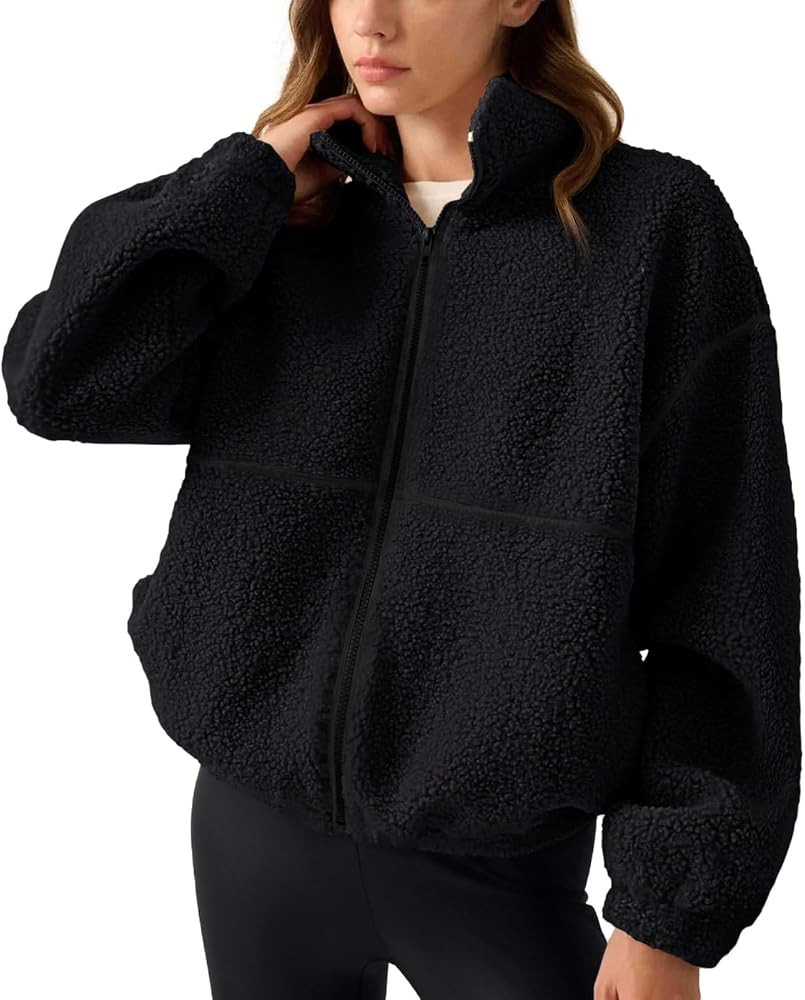 LASLULU Womens Fuzzy Sherpa Fleece Jacket Zip Up Oversized Sweatshirts Long Sleeve Winter Clothes... | Amazon (US)