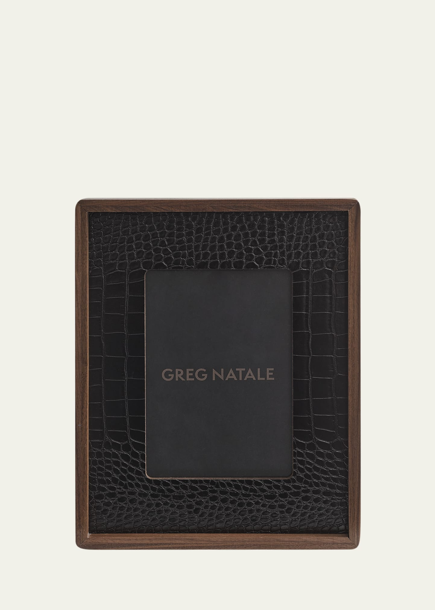 Greg Natale Terreno Wood & Croc-Embossed Vegan Leather Frame, 5" x 7" | Bergdorf Goodman