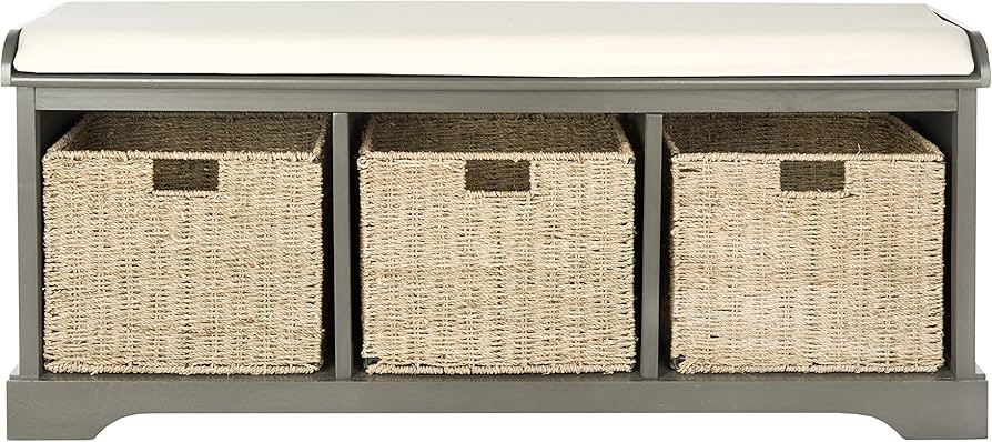 Safavieh American Homes Collection Lonan Grey and White Wicker Storage Bench, 0 | Amazon (US)