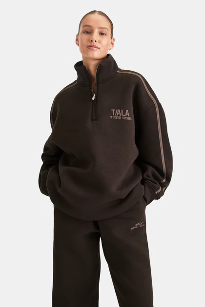 TALA WINTER SPORTS OVERSIZED QUARTER ZIP SWEATSHIRT - AMERICANO | TALA (UK)