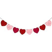 Valentines Conversation Candy Hearts Banner- Red & Pink Felt, Candy Heart Decorations, Valentines Da | Amazon (US)