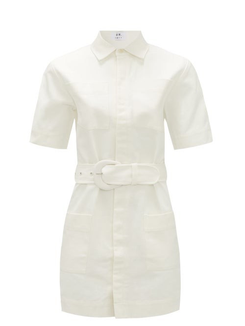Sir - Sabine Belted Cotton Mini Shirt Dress - Womens - Ivory | Matches (US)