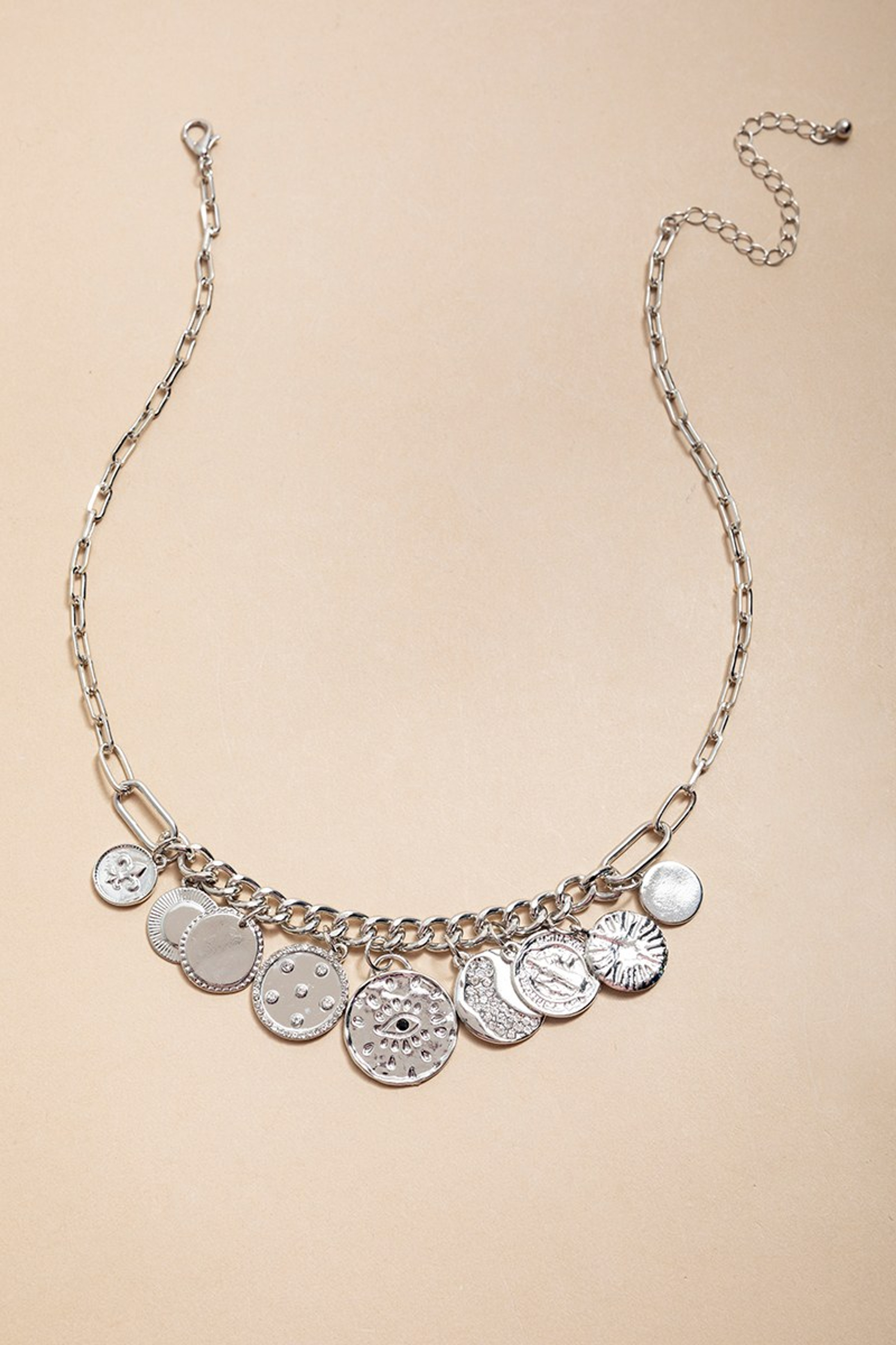 Nicole Mixed Coin Charm Pendant Necklace | Francesca's