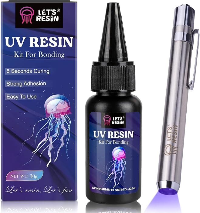 LET'S RESIN UV Resin Kit with Light, Bonding&Curing in Seconds, 30g UV Resin with Flashlight for ... | Amazon (US)