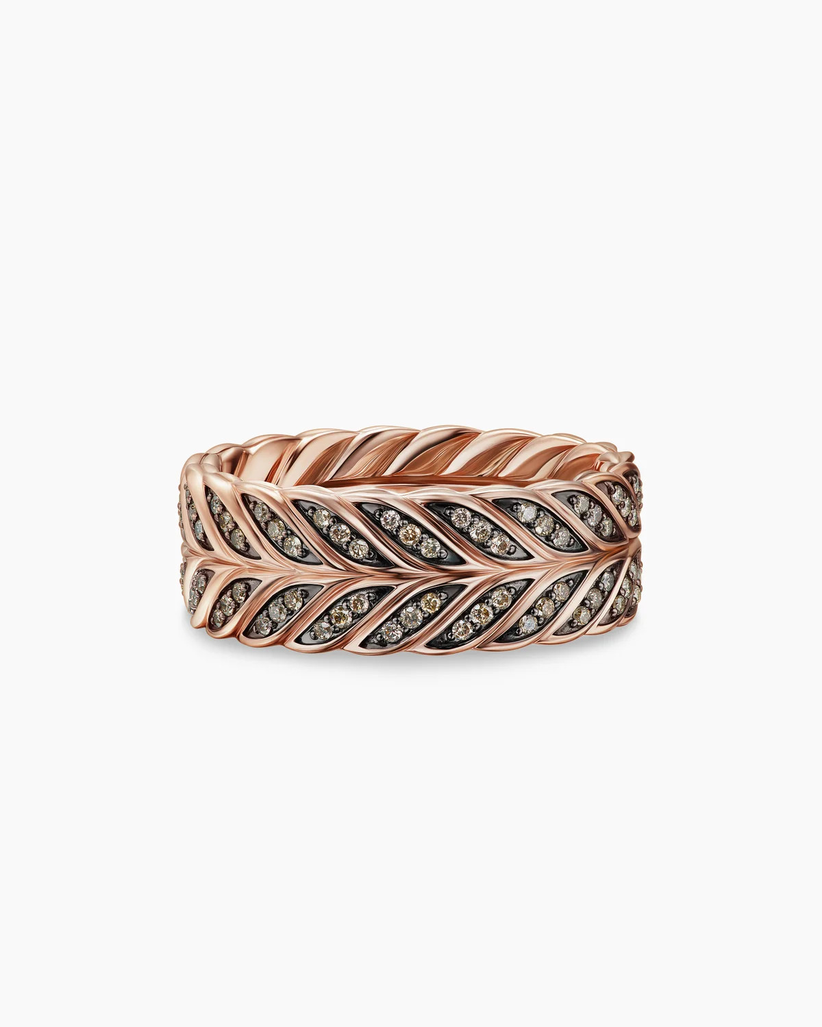 David Yurman | Chevron Pavé Band Ring in 18K Rose Gold, 9mm | David Yurman