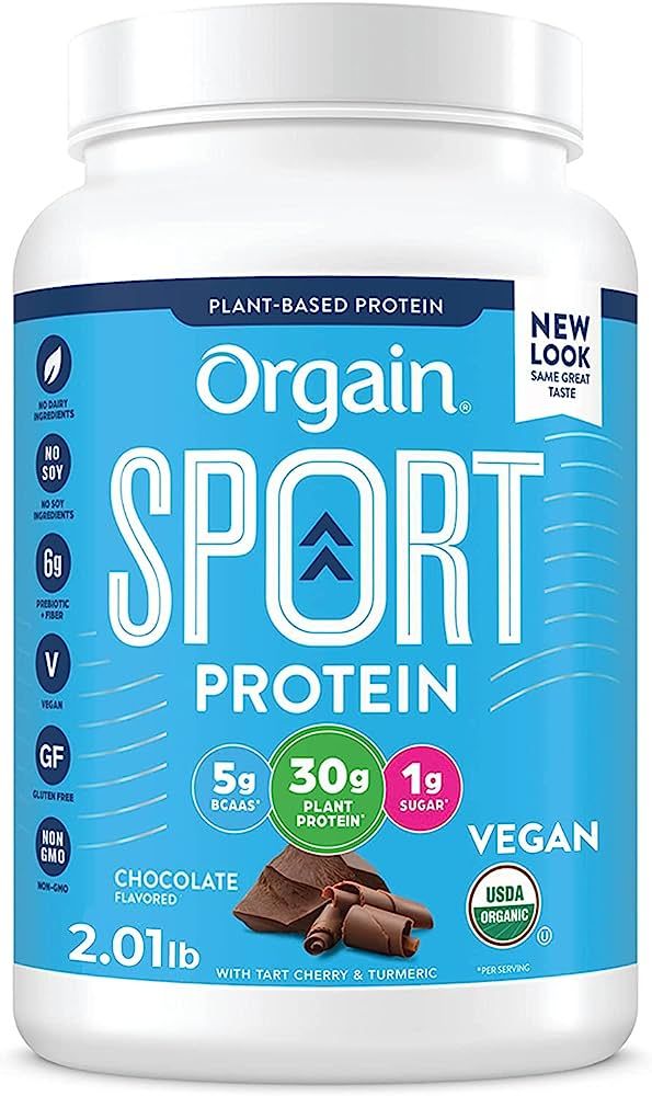 Orgain Chocolate Sport Plant-Based Protein Powder - 30g of Protein, Made with Organic Turmeric, G... | Amazon (US)
