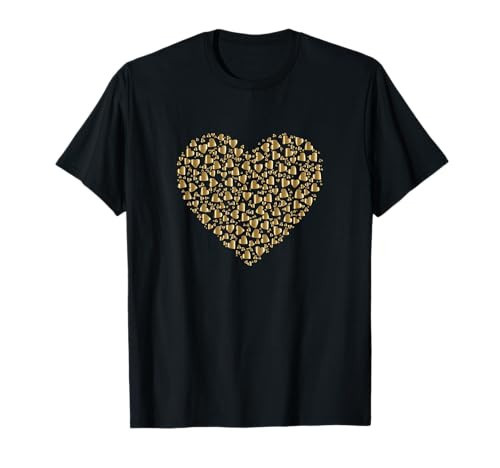 Gold Red Heart Valentine's Day T-Shirt Women Girls T-Shirt | Amazon (US)