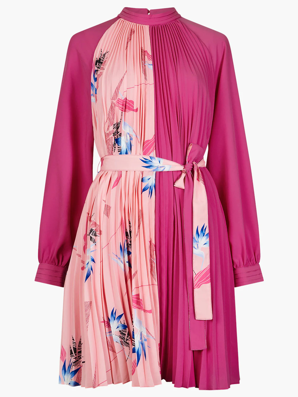 Eugine Crepe Pleated High Neck Mini Dress | French Connection (UK)